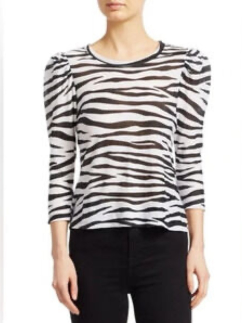 NWT A.L.C. Karlie Zebra-Print 3/4 Puff Sleeve Top